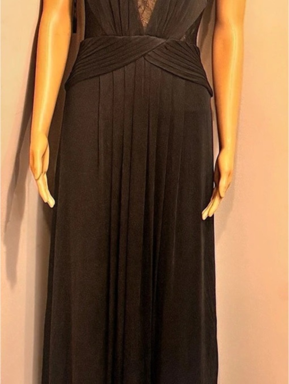 BCBGMAXAZRIA Black Lace-Panel Maxi Dress Size Small Like New
